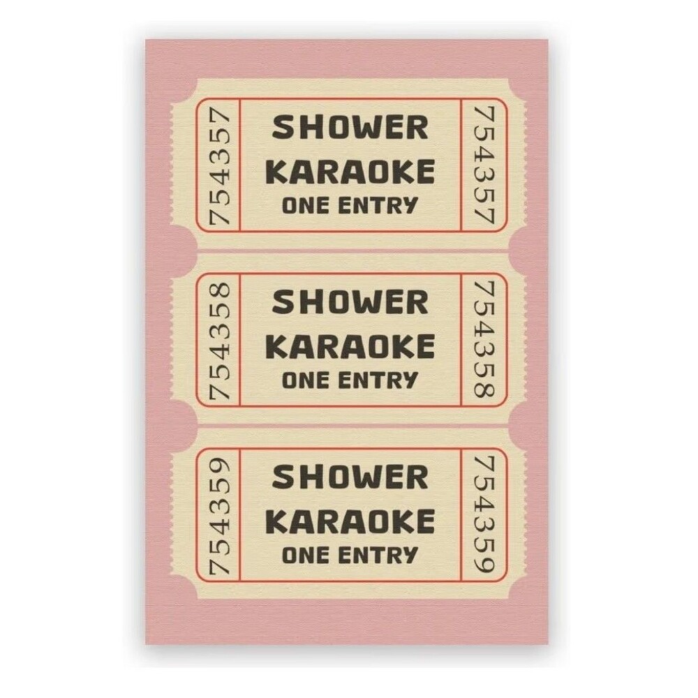 Vintage Pink Bathroom Wall Art Retro Shower Karaoke Ticket Canvas Print 8 x 10"